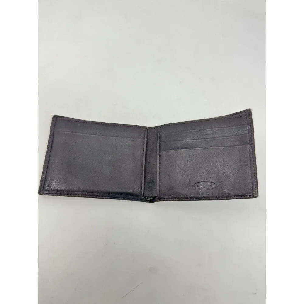 Vintage Rolfs Men's Genuine Leather Bifold Flipfold Wallet Dark Brown